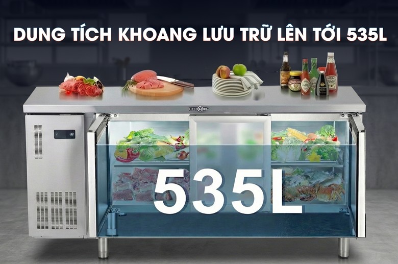 Dung tích sử dụng ở ngăn bảo quản khoảng 535L Dung tích sử dụng ở ngăn bảo quản khoảng 535L