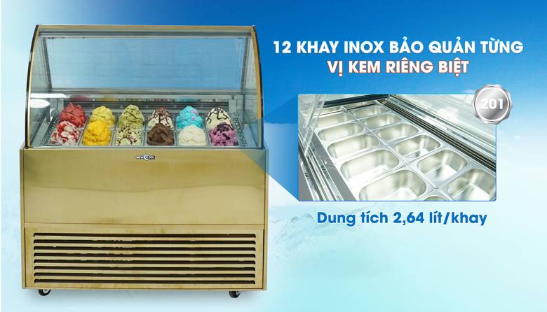 Khay kem inox chắc chắn, an toàn vệ sinh Khay kem inox chắc chắn, an toàn vệ sinh