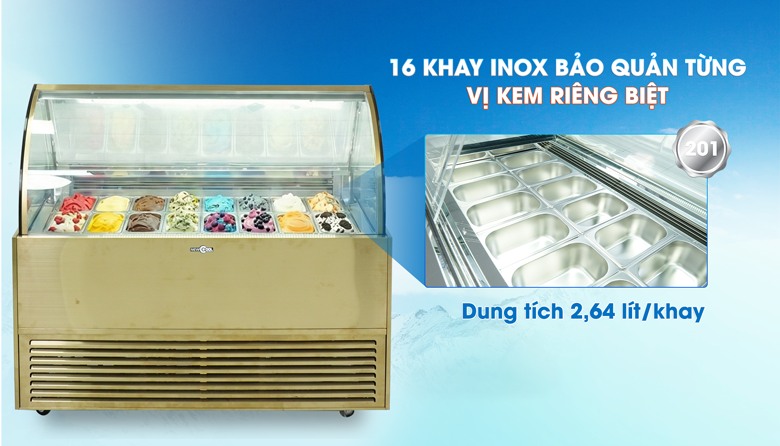 Khay kem đều được chế tạo từ inox 201 không gỉ Khay kem đều được chế tạo từ inox 201 không gỉ