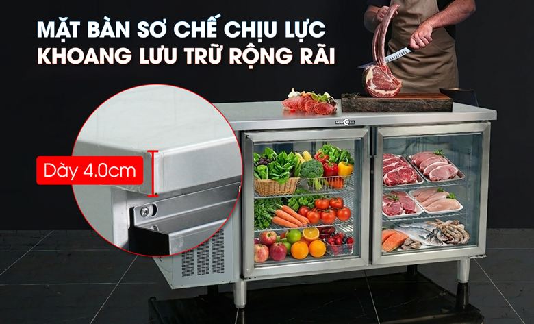 Mặt bàn có thể tận dụng để sơ chế, bố trí vật dụng
