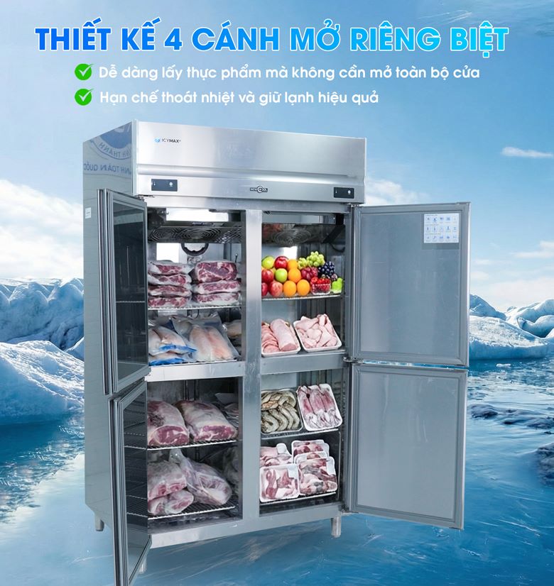Thiết kế 4 cánh mở riêng biệt - Dung tích lớn 1100L