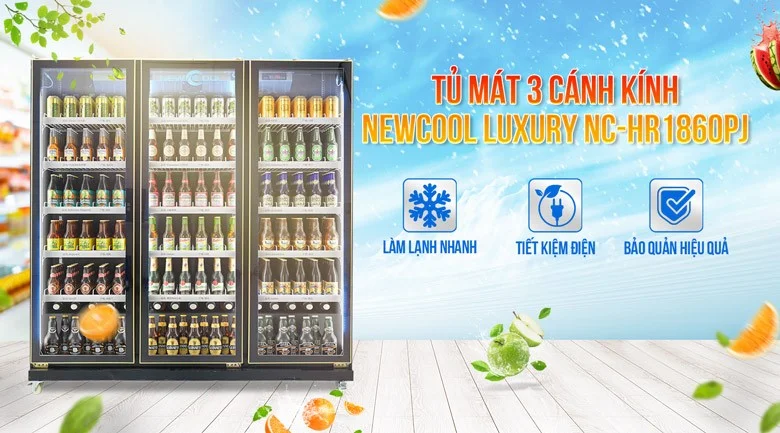phân biệt các loại tủ mát cánh kính, 3 cánh
