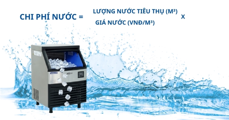 Công thức tính chi phí nước tiêu thụ của máy làm đá nhanh