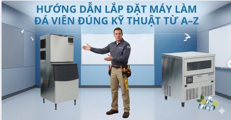 Hướng dẫn lắp đặt máy làm đá viên đúng kỹ thuật từ A–Z