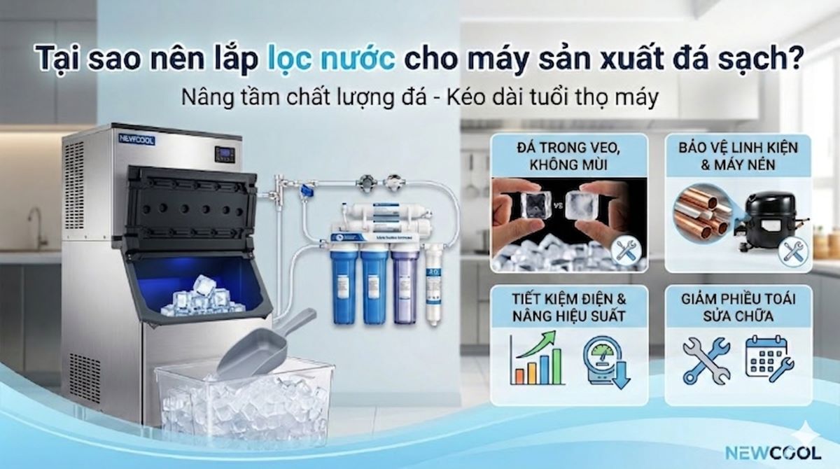 Tại sao nên lắp lọc nước cho máy sản xuất đá sạch?
