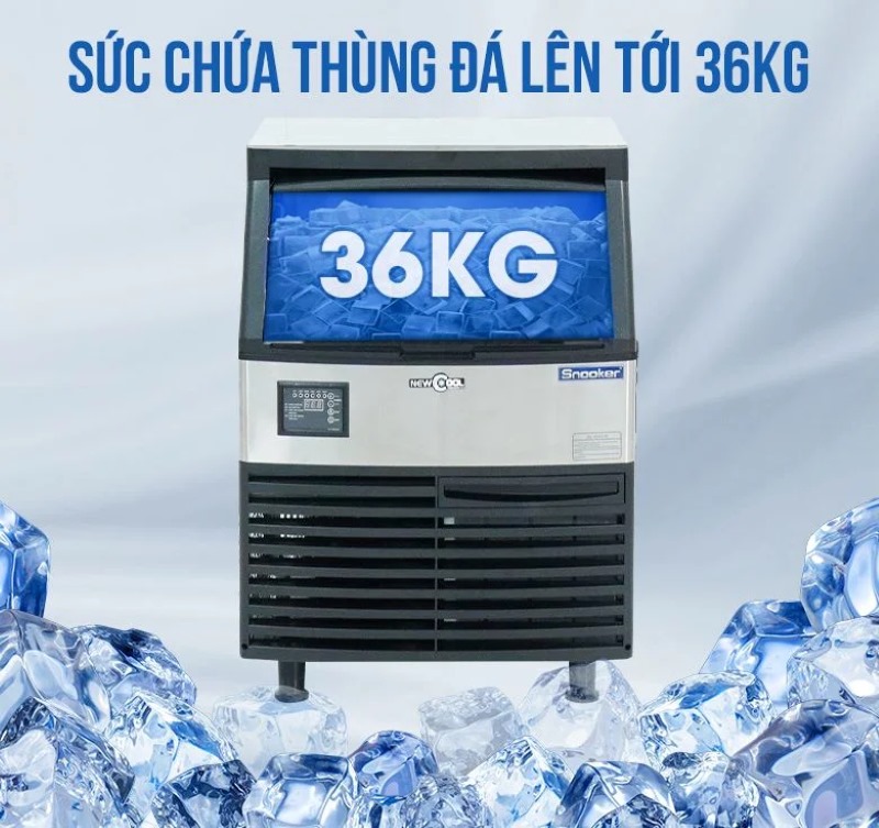 Thùng chứa đá có dung tích phù hợp 