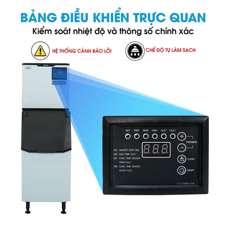 Bảng điều khiển dễ sử dụng, có chức năng báo lỗi 
