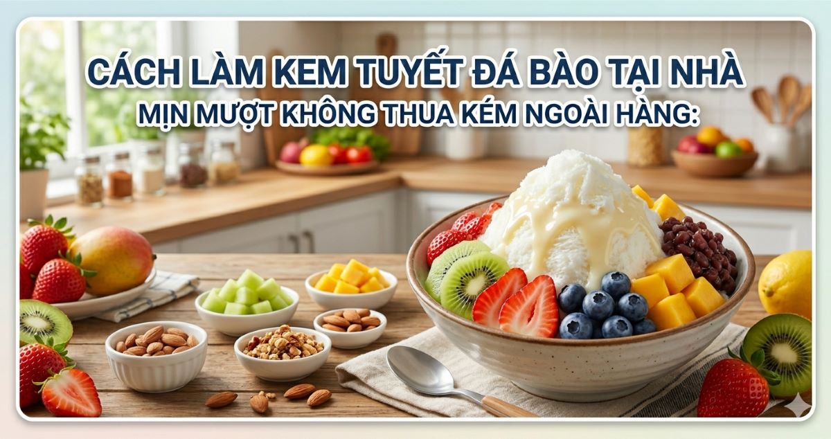 Cách làm kem tuyết đá bào tại nhà mịn mượt không thua kém ngoài hàng