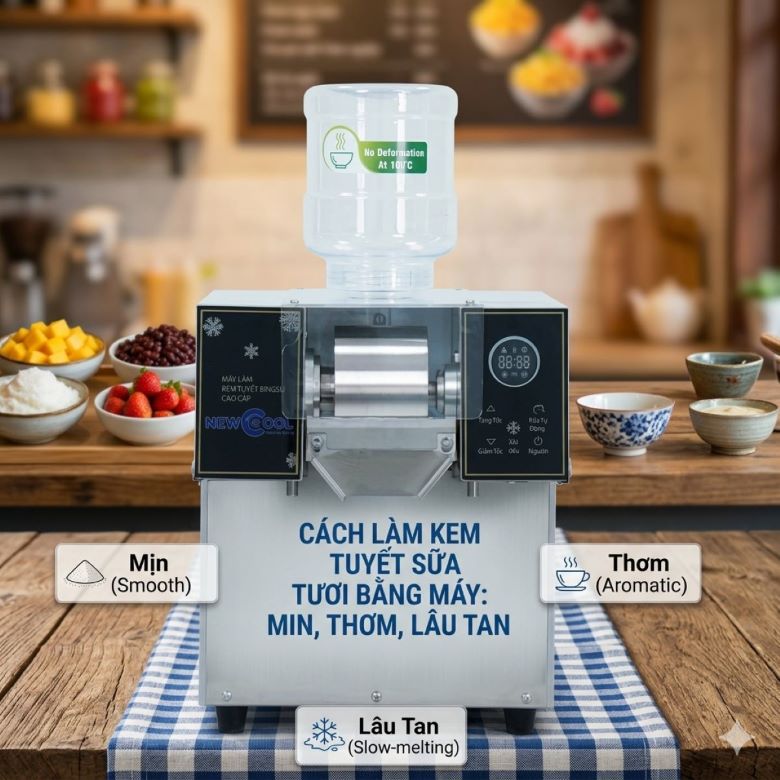 Cách làm kem tuyết sữa tươi bằng máy: Mịn, thơm, lâu tan.
