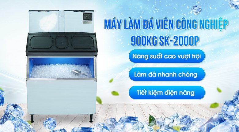 Máy làm đá viên công nghiệp 900kg SK-2000P
