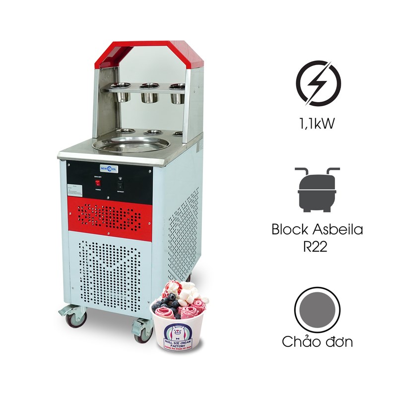 Máy làm kem cuộn đơn chảo tròn NEWCOOL CB-350R-1