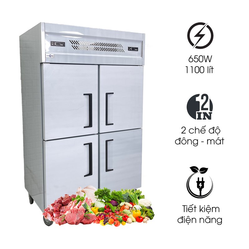 Tủ đông công nghiệp 4 cánh inox GSG122.FL4 (có quạt gió)