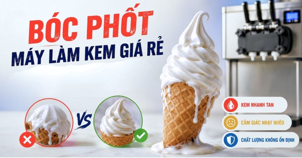 Bóc phốt máy làm kem giá rẻ: Tại sao kem nhanh tan và cảm giác 