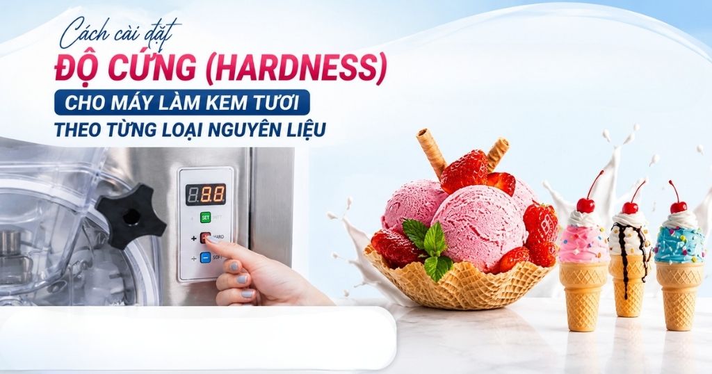 Cách cài đặt độ cứng (Hardness) cho máy làm kem tươi theo từng loại nguyên liệu