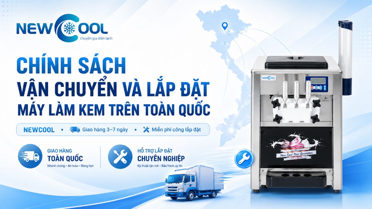 Chính sách vận chuyển và lắp đặt máy làm kem trên toàn quốc của NEWCOOL