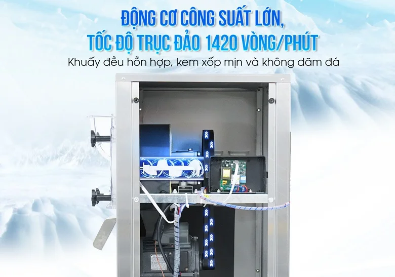 Trục quấy đối lưu của máy làm kem, giúp khuấy đều hỗn hợp, kem xốp mịn và không dăm đá