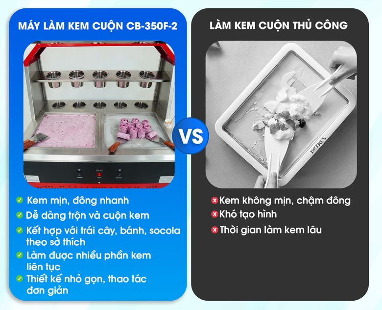 Lợi ích của máy làm kem cuộn đôi chảo vuông CB-350F-2 