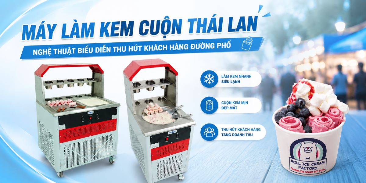Máy làm kem cuộn Thái Lan: Nghệ thuật biểu diễn thu hút khách hàng đường phố
