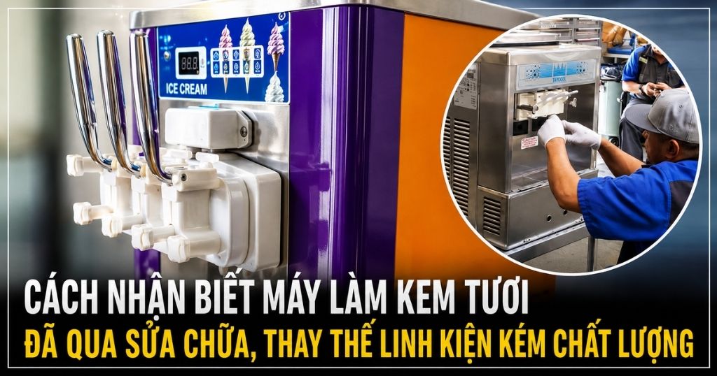 Cách nhận biết máy làm kem tươi đã qua sửa chữa, thay thế linh kiện kém chất lượng