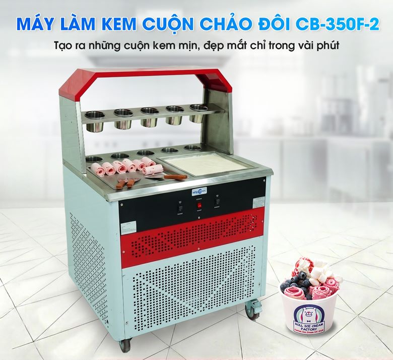 Máy làm kem cuộn đôi chảo vuông CB-350F-2