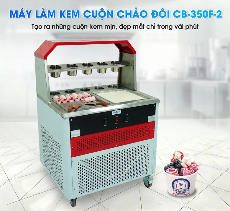 Máy làm kem cuộn đôi chảo vuông NEWCOOL CB-350F-2