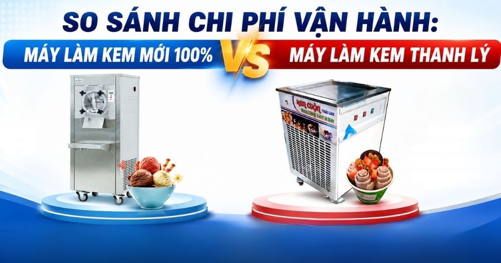So sánh chi phí vận hành: Máy làm kem mới 100% vs Máy làm kem thanh lý