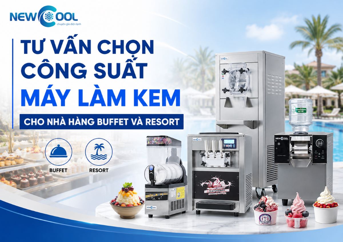 Tư vấn chọn công suất máy làm kem cho nhà hàng Buffet và Resort