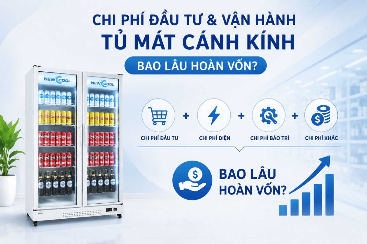 Chi phí đầu tư và vận hành tủ mát cánh kính: bao lâu hoàn vốn?