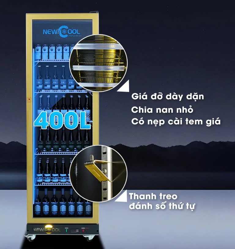 Tủ mát cánh kính khoảng 400 lít cho quán ăn nhỏ