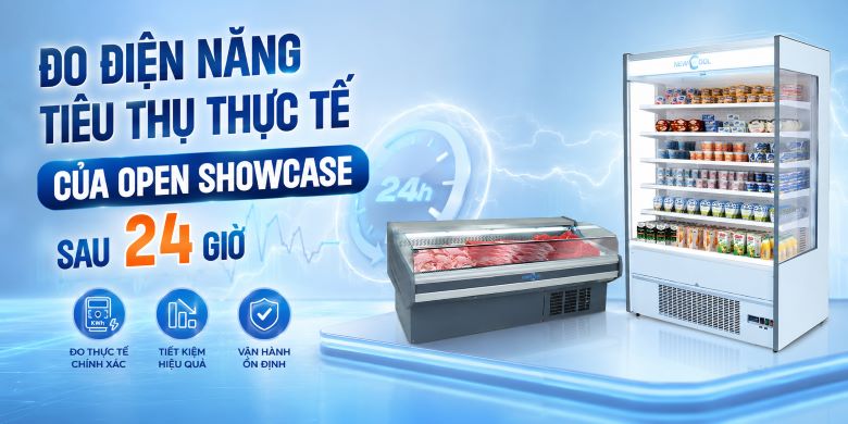 Đo điện năng tiêu thụ thực tế của open Showcase sau 24 giờ 