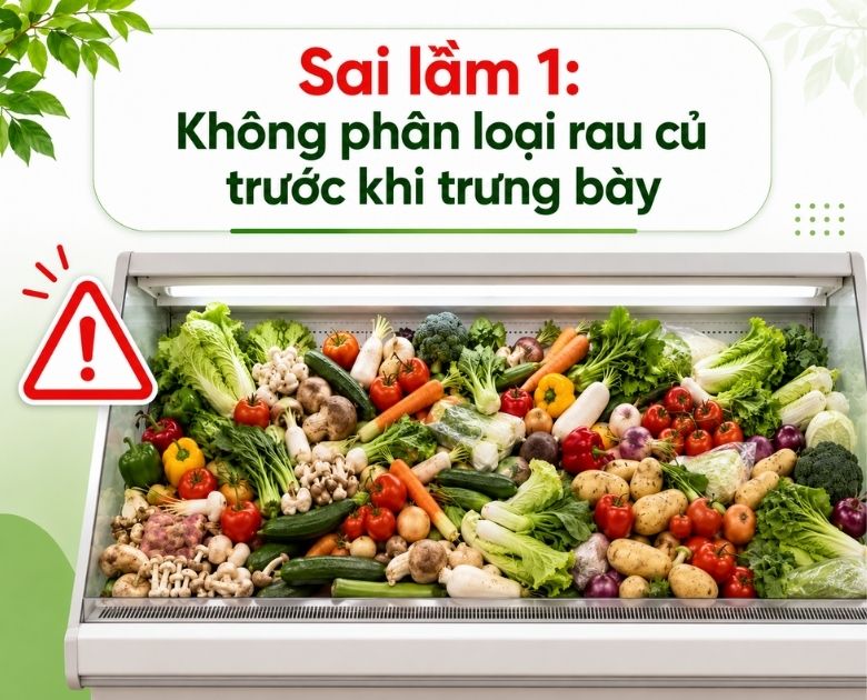Không phân loại rau củ trước khi trưng bày