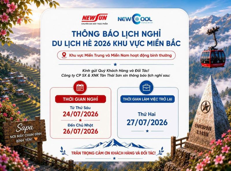 NEWCOOL THÔNG BÁO LỊCH NGHỈ DU LỊCH HÈ 2026