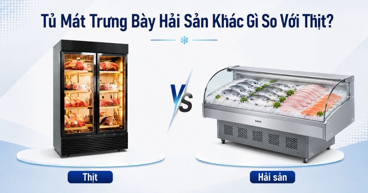 Tủ Mát Trưng Bày Hải Sản Khác Gì So Với Thịt?