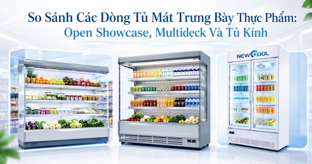 So Sánh tủ trưng bày Open Showcase, Multideck Và Tủ Kính