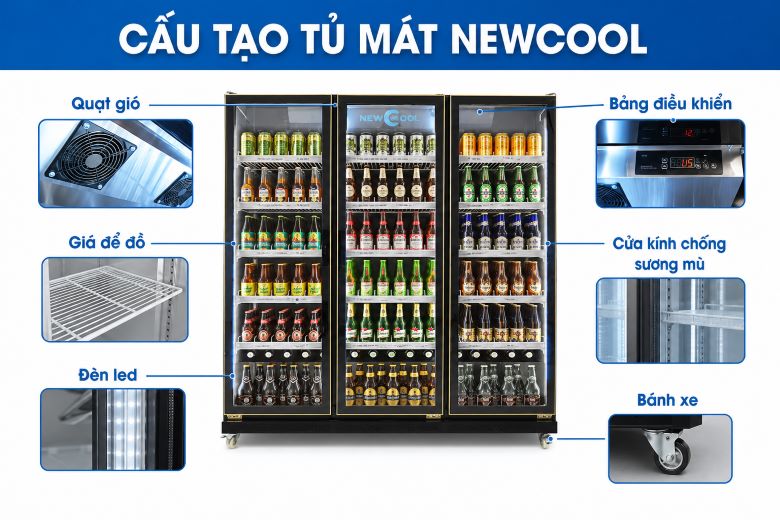 Cấu tạo cơ bản của tủ mát cánh kính 