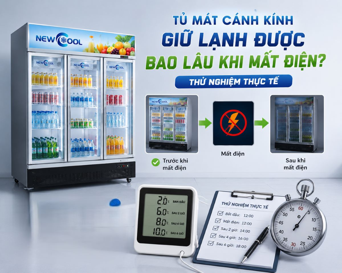 Tủ Mát Cánh Kính Giữ Lạnh Được Bao Lâu Khi Mất Điện? Thử Nghiệm Thực Tế