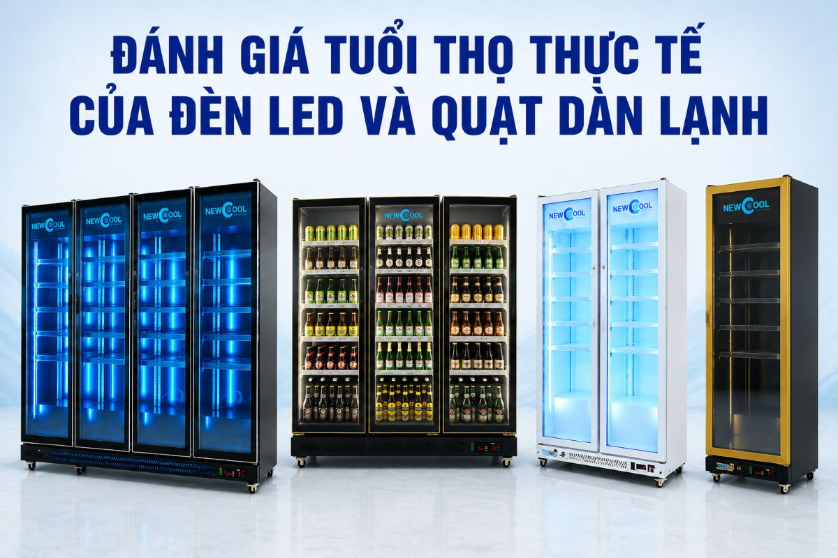 Đánh giá tuổi thọ thực tế của đèn led và quạt dàn lạnh tủ mát cánh kính