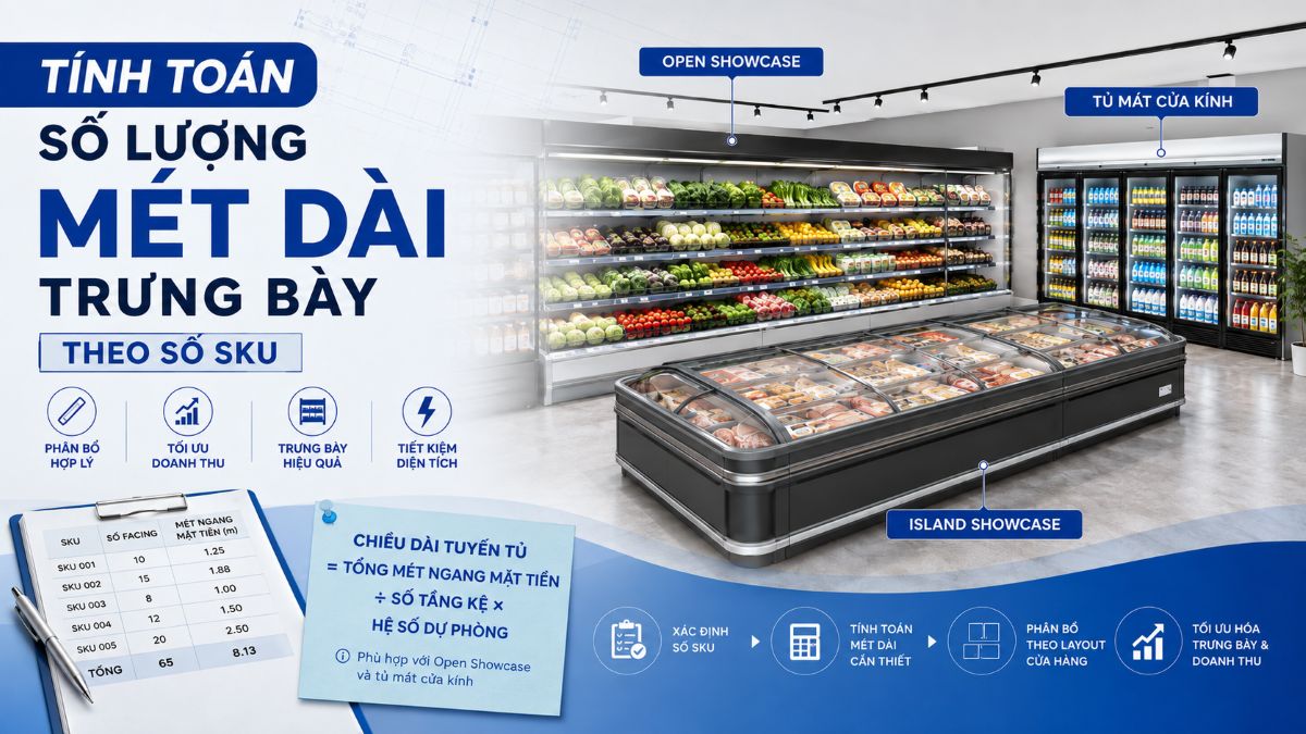 Tính toán số lượng mét dài trưng bày theo số SKU