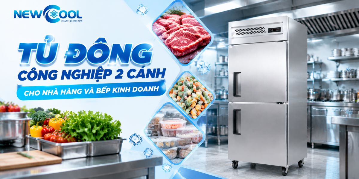 Tủ đông công nghiệp 2 cánh cho nhà hàng và bếp kinh doanh