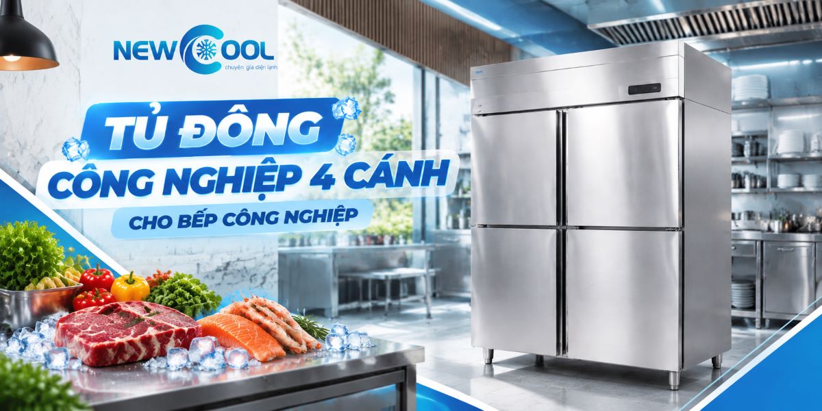 Tủ đông công nghiệp 4 cánh cho bếp công nghiệp 