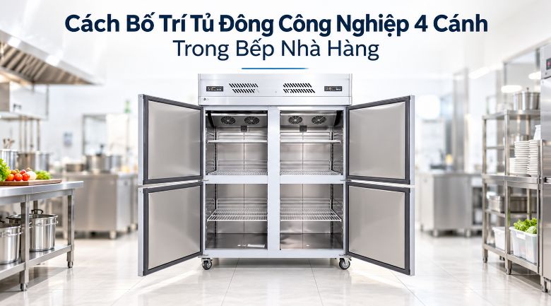 Cách Bố Trí Tủ Đông Công Nghiệp 4 Cánh Trong Bếp Nhà Hàng