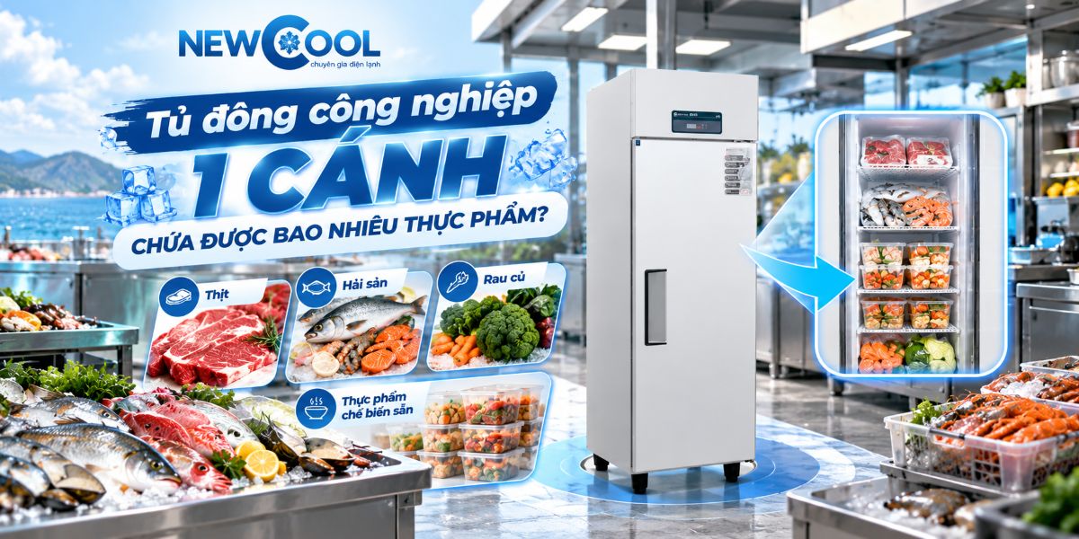 Tủ đông công nghiệp 1 cánh chứa được bao nhiêu thực phẩm